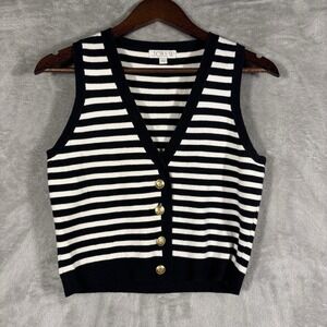 J. Crew Women's 100% Cotton V-Neck Tank Top Minimalist Black & White Small